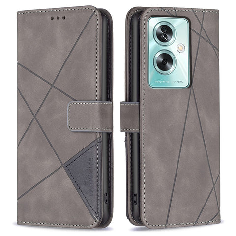 BINFEN COLOR For Oppo A79 5G / A2 5G Phone Cases Wallet Stand Geometry Imprint Leather Cover