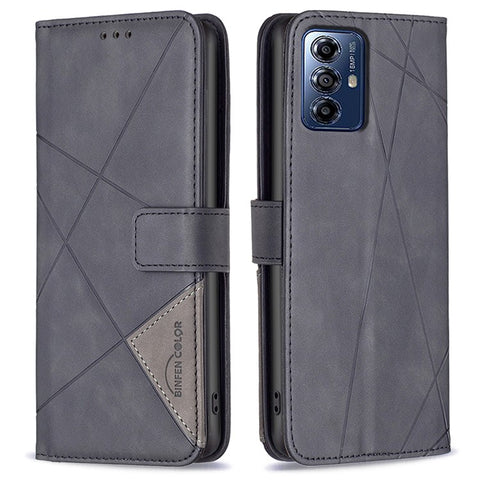 BINFEN COLOR For Motorola Moto G Play (2024) 4G Phone Cases Wallet Stand Geometry Imprint Leather Cover