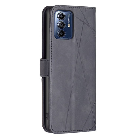 BINFEN COLOR For Motorola Moto G Play (2024) 4G Phone Cases Wallet Stand Geometry Imprint Leather Cover
