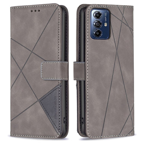 BINFEN COLOR For Motorola Moto G Play (2024) 4G Phone Cases Wallet Stand Geometry Imprint Leather Cover