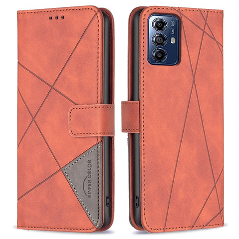 BINFEN COLOR For Motorola Moto G Play (2024) 4G Phone Cases Wallet Stand Geometry Imprint Leather Cover