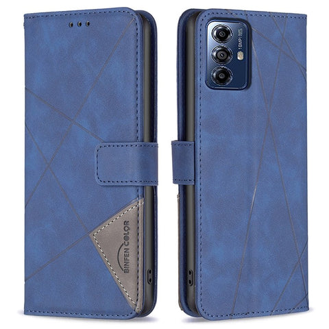 BINFEN COLOR For Motorola Moto G Play (2024) 4G Phone Cases Wallet Stand Geometry Imprint Leather Cover
