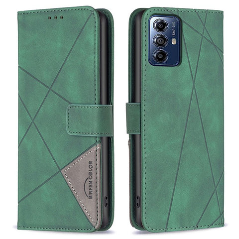 BINFEN COLOR For Motorola Moto G Play (2024) 4G Phone Cases Wallet Stand Geometry Imprint Leather Cover