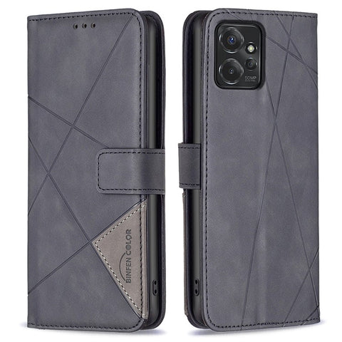 BINFEN COLOR For Motorola Moto G Power (2024) Phone Cases Wallet Stand Geometry Imprint Leather Cover