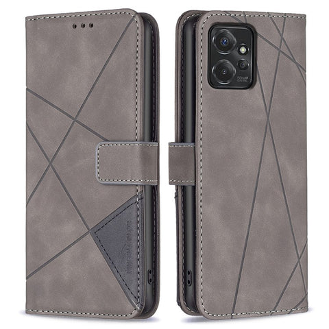 BINFEN COLOR For Motorola Moto G Power (2024) Phone Cases Wallet Stand Geometry Imprint Leather Cover