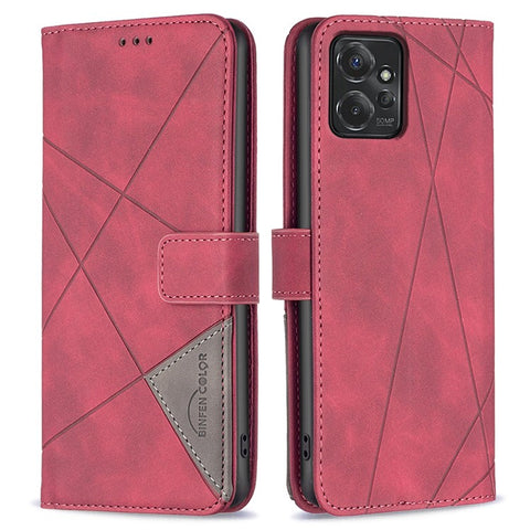 BINFEN COLOR For Motorola Moto G Power (2024) Phone Cases Wallet Stand Geometry Imprint Leather Cover
