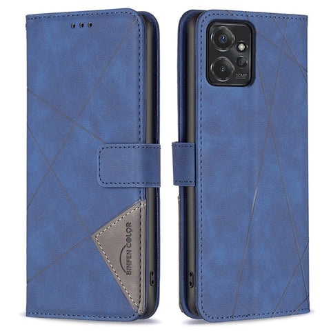 BINFEN COLOR For Motorola Moto G Power (2024) Phone Cases Wallet Stand Geometry Imprint Leather Cover