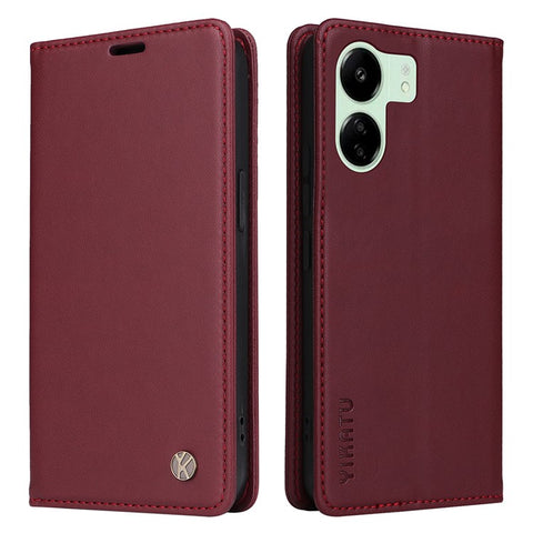 YIKATU YK-001 For Xiaomi Redmi 13C 4G / 13C 5G / 13R 5G / Poco M6 5G / Poco C65 4G Case Anti-Scratch Leather Flip Stand Phone Cover