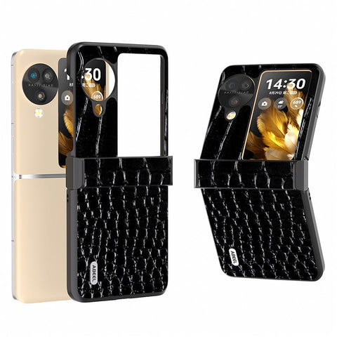ABEEL For Oppo Find N3 Flip 5G Folding Phone Case Hinge Protection Crocodile Texture Cover