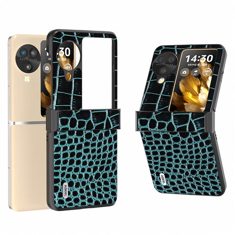 ABEEL For Oppo Find N3 Flip 5G Folding Phone Case Hinge Protection Crocodile Texture Cover