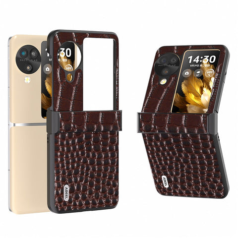 ABEEL For Oppo Find N3 Flip 5G Folding Phone Case Hinge Protection Crocodile Texture Cover