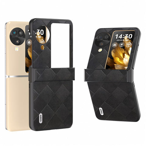 ABEEL For Oppo Find N3 Flip 5G Case Hinge Protection Leather Coated Hard PC Cover