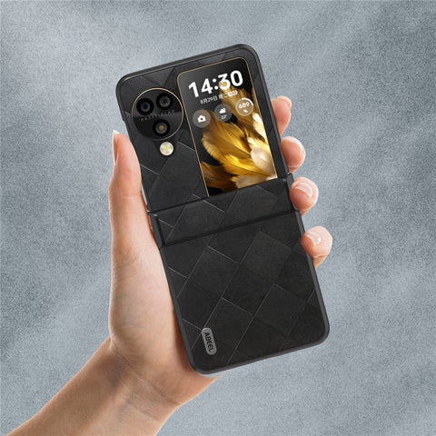 ABEEL For Oppo Find N3 Flip 5G Case Hinge Protection Leather Coated Hard PC Cover