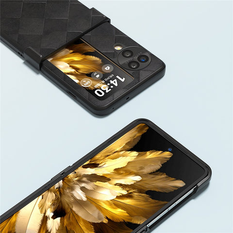 ABEEL For Oppo Find N3 Flip 5G Case Hinge Protection Leather Coated Hard PC Cover