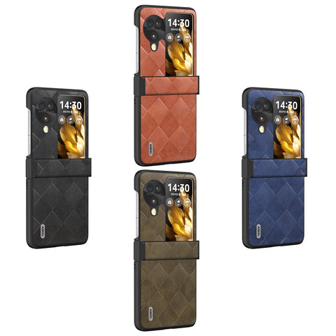 ABEEL For Oppo Find N3 Flip 5G Case Hinge Protection Leather Coated Hard PC Cover