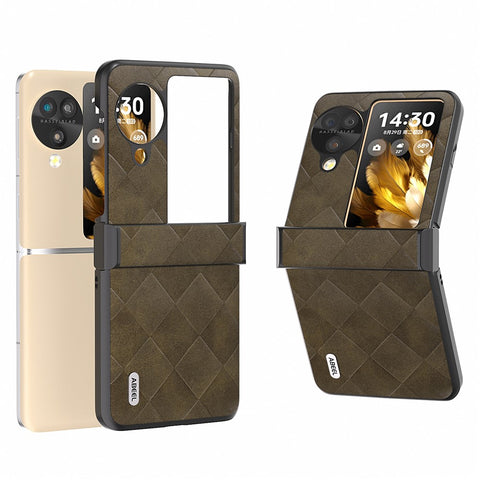 ABEEL For Oppo Find N3 Flip 5G Case Hinge Protection Leather Coated Hard PC Cover