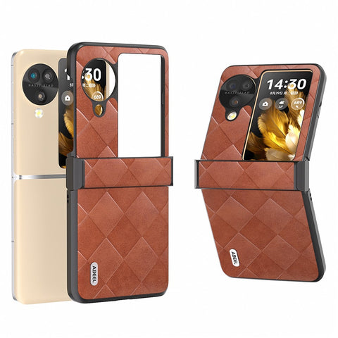 ABEEL For Oppo Find N3 Flip 5G Case Hinge Protection Leather Coated Hard PC Cover