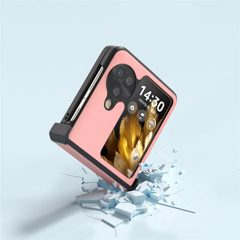 ABEEL For Oppo Find N3 Flip 5G Case Hinge Design Genuine Cow Leather+PC Phone Cover