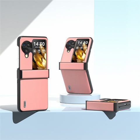 ABEEL For Oppo Find N3 Flip 5G Case Hinge Design Genuine Cow Leather+PC Phone Cover
