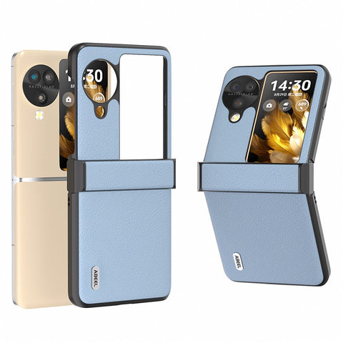ABEEL For Oppo Find N3 Flip 5G Case Hinge Design Genuine Cow Leather+PC Phone Cover