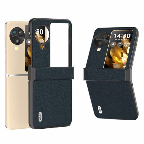 ABEEL For Oppo Find N3 Flip 5G Case Hinge Design Genuine Cow Leather+PC Phone Cover