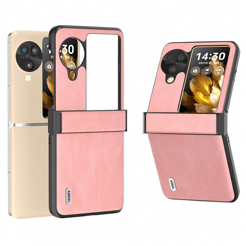 ABEEL For Oppo Find N3 Flip 5G Case Hinge Design Leather+PC Folding Phone Cover