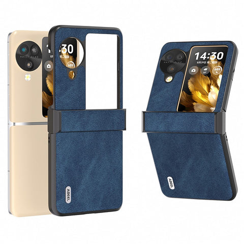 ABEEL For Oppo Find N3 Flip 5G Case Hinge Design Leather+PC Folding Phone Cover