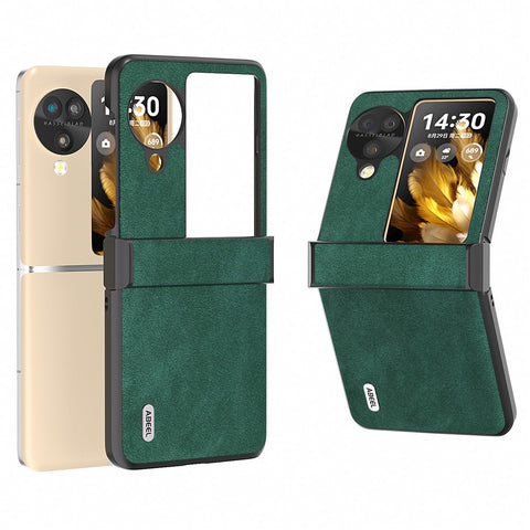 ABEEL For Oppo Find N3 Flip 5G Case Hinge Design Leather+PC Folding Phone Cover