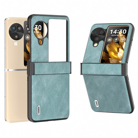 ABEEL For Oppo Find N3 Flip 5G Case Hinge Design Leather+PC Folding Phone Cover