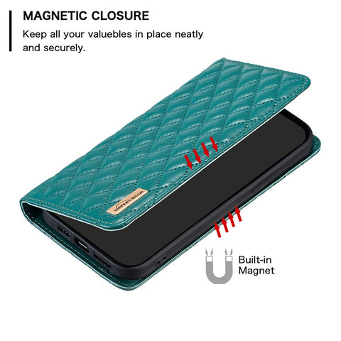 BINFEN COLOR BF16 For Oppo A79 5G / A2 5G Case TPU + PU Leather Rhombus Cell Phone Cover