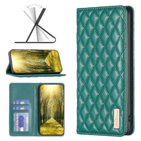 BINFEN COLOR BF16 For Oppo A79 5G / A2 5G Case TPU + PU Leather Rhombus Cell Phone Cover