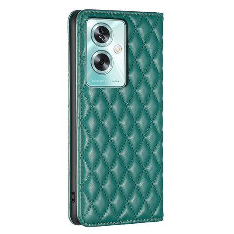 BINFEN COLOR BF16 For Oppo A79 5G / A2 5G Case TPU + PU Leather Rhombus Cell Phone Cover