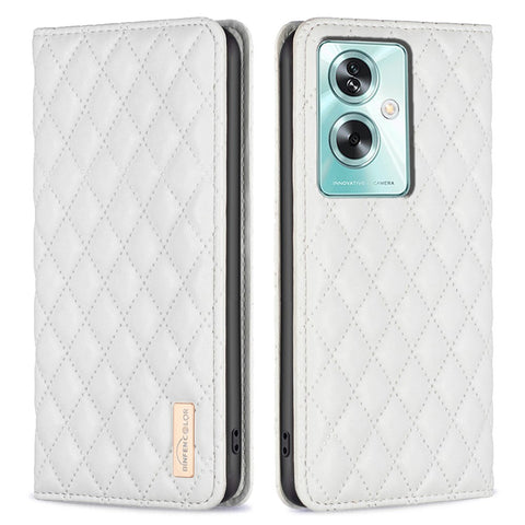 BINFEN COLOR BF16 For Oppo A79 5G / A2 5G Case TPU + PU Leather Rhombus Cell Phone Cover