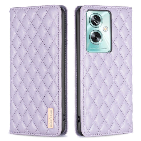 BINFEN COLOR BF16 For Oppo A79 5G / A2 5G Case TPU + PU Leather Rhombus Cell Phone Cover