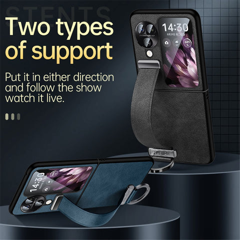 SULADA Fashion Series for Oppo Find N3 Flip 5G Phone Case Retractable Hand Strap Kickstand Cover