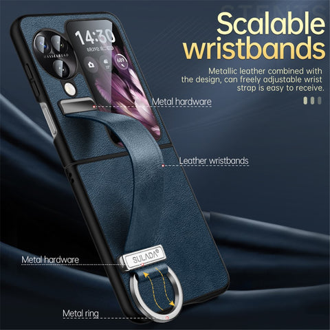 SULADA Fashion Series for Oppo Find N3 Flip 5G Phone Case Retractable Hand Strap Kickstand Cover