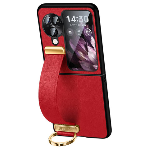 SULADA Fashion Series for Oppo Find N3 Flip 5G Phone Case Retractable Hand Strap Kickstand Cover