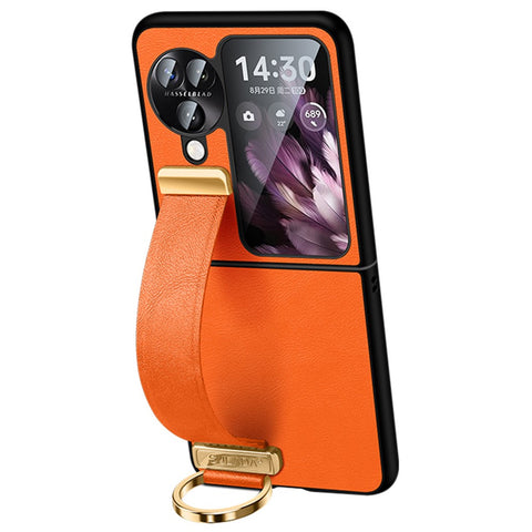 SULADA Fashion Series for Oppo Find N3 Flip 5G Phone Case Retractable Hand Strap Kickstand Cover