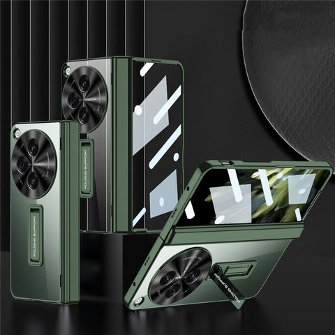 GKK For Oppo Find N3 5G Magnetic Hinge Protection Case Kickstand Cover with HD Tempered Glass Film