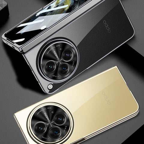 GKK For Oppo Find N3 5G Electroplating Phone Case Hard PC Cover with HD Front Screen Film