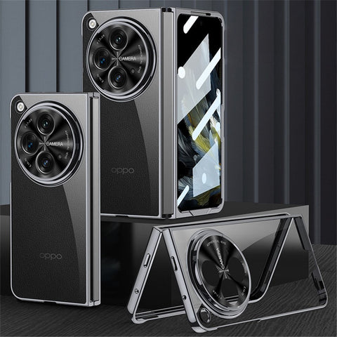 GKK For Oppo Find N3 5G Electroplating Phone Case Hard PC Cover with HD Front Screen Film