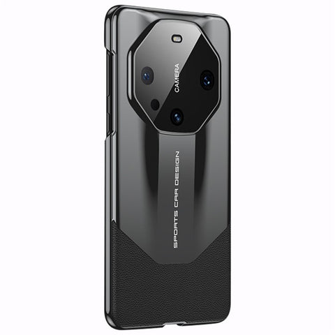 GKK For Huawei Mate 60 Pro Phone Case Anti-scratch PC+PU Leather Cover with Tempered Glass Lens Guard