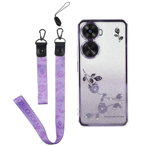 KADEM For Huawei nova 11 SE / nova 12 SE 4G Cell Phone Case with Strap Rhinestone Decor TPU Cover