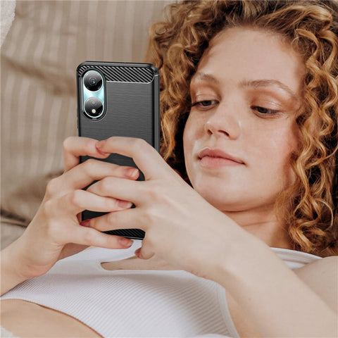 For Honor X5 Plus Phone Case Carbon Fiber Texture Cover