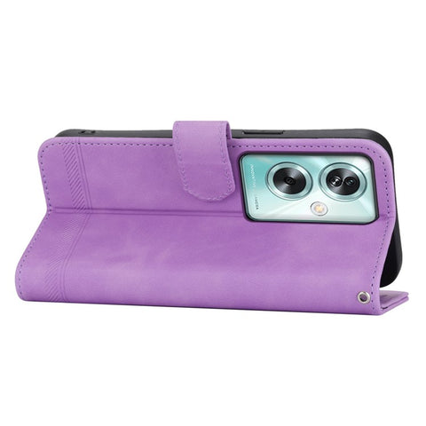 DIERFENG DF-03 For Oppo A79 5G / A2 5G Cover Lines Imprinted Flip Wallet Phone Stand Case