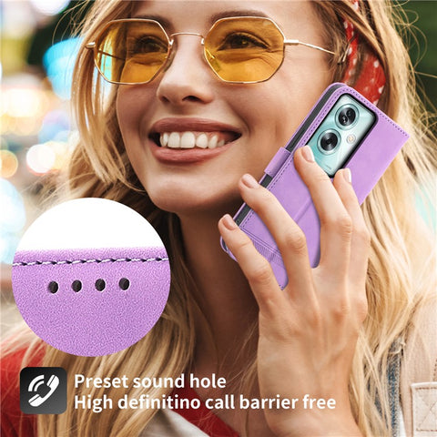DIERFENG DF-03 For Oppo A79 5G / A2 5G Cover Lines Imprinted Flip Wallet Phone Stand Case