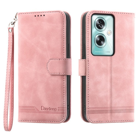 DIERFENG DF-03 For Oppo A79 5G / A2 5G Cover Lines Imprinted Flip Wallet Phone Stand Case