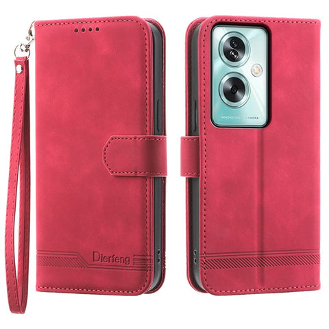 DIERFENG DF-03 For Oppo A79 5G / A2 5G Cover Lines Imprinted Flip Wallet Phone Stand Case
