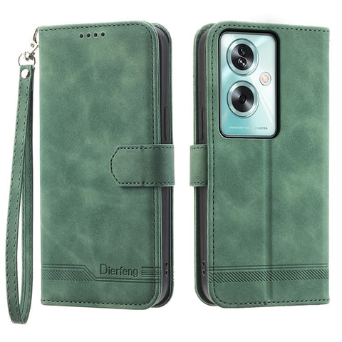 DIERFENG DF-03 For Oppo A79 5G / A2 5G Cover Lines Imprinted Flip Wallet Phone Stand Case