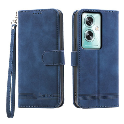 DIERFENG DF-03 For Oppo A79 5G / A2 5G Cover Lines Imprinted Flip Wallet Phone Stand Case